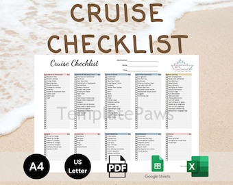 Cruise Checklist: What to Pack and Prepare for a Cruise? | Editable Travel Planner (Printable PDF, Google Sheets & Excel Template)