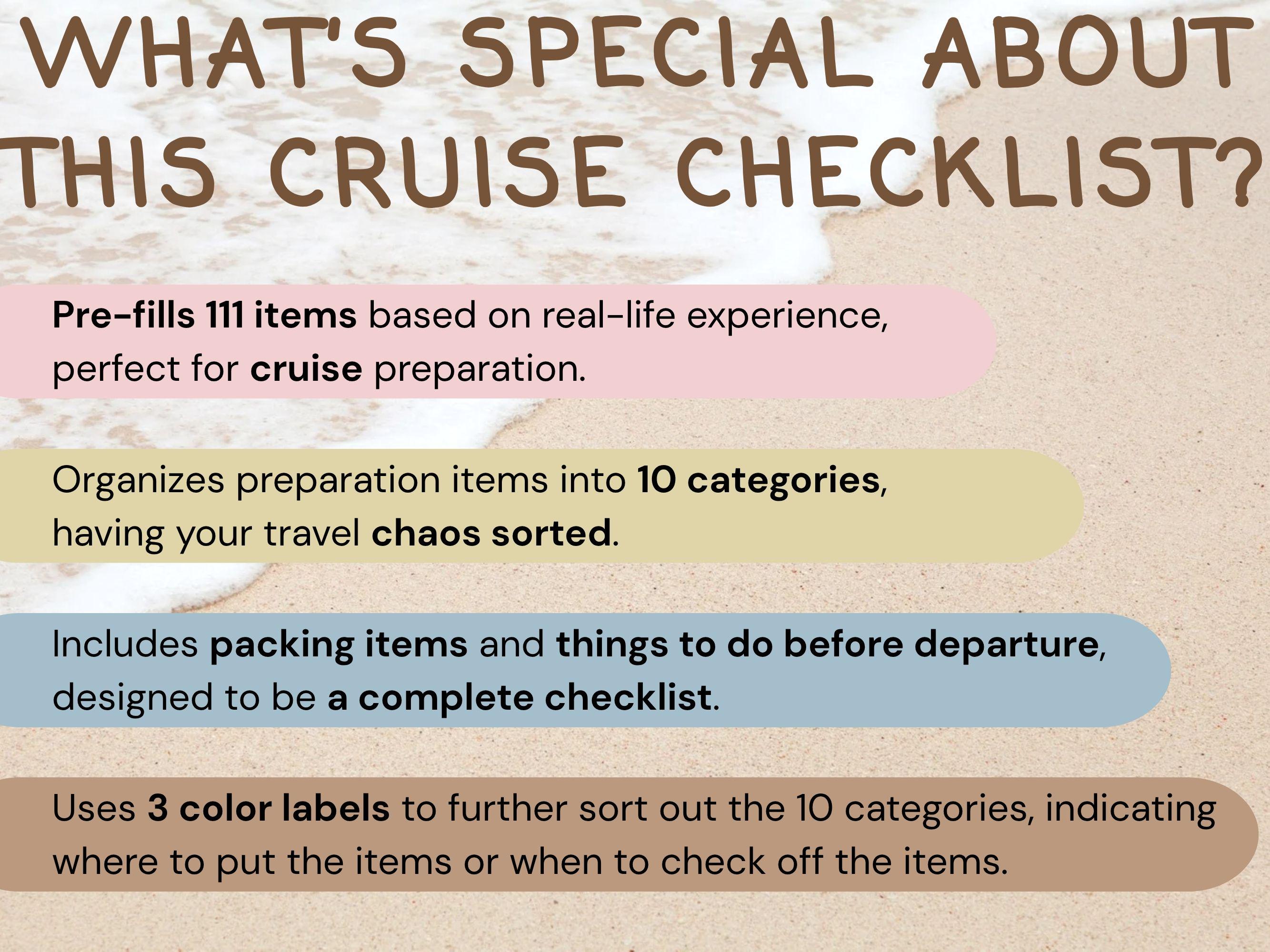 Cruise Checklist: What to Pack and Prepare for a Cruise? | Editable