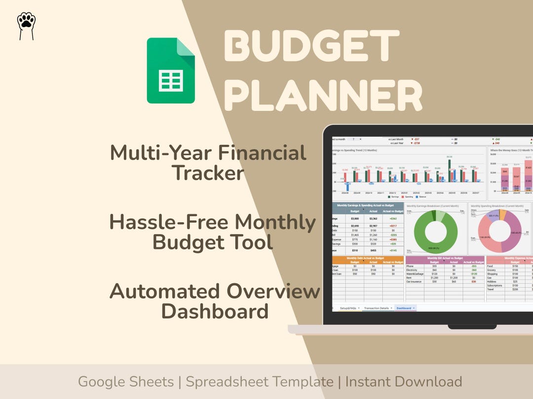 Monthly Budget Planner: Google Sheets Spreadsheet Template for Multi ...