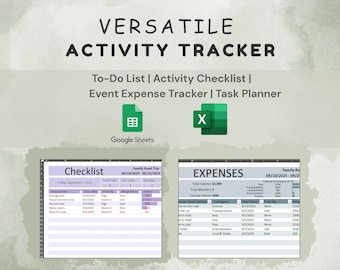 Activity Tracker: Tasks Planner Template for Google Sheets and Excel | Versatile To-Do Checklist & Expense Tracker