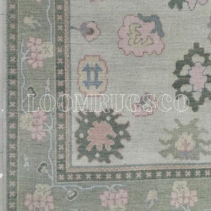 Light Green ton Oushak Hand knotted Area Rug 4x6, 5x8, 6x9, 8x10, 9x12, 10x14 HandMade Rug for Living Room, Antique Style contemporary Rug