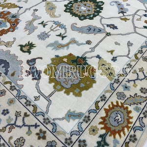 Beige Oushak Hand knotted Area Rug 4x6, 5x8, 6x9, 8x10, 9x12, 10x14 ft Hand Made Rugs for Living Room, Antique Style contemporary Rug