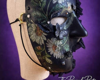 Gothic Masquerade Half Mask – Venetian, Floral, Butterfly, Lace, Black Costume Mask | Nocturne in Bloom