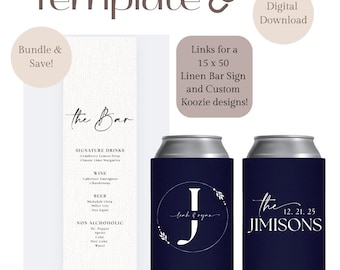 Bar Bundle: Linen Bar Sign + Double Sided Koozie Templates