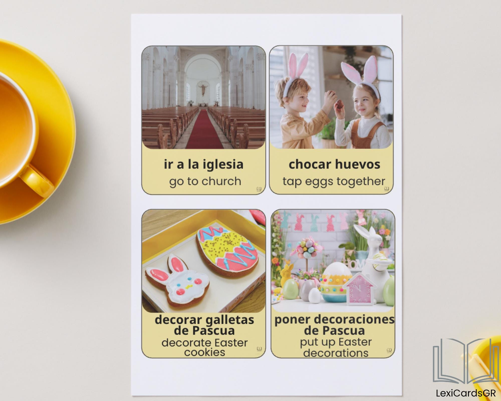 Easter Vocabulary Flashcards Spanish English, Bilingual Printable Cards ...