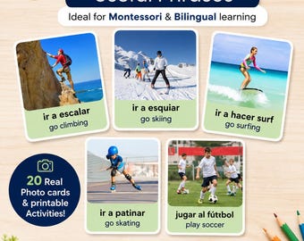 Sports Flashcards Spanish-English | Bilingual Vocabulary Cards for Kids, ESL & Homeschool | Printable PDF Download