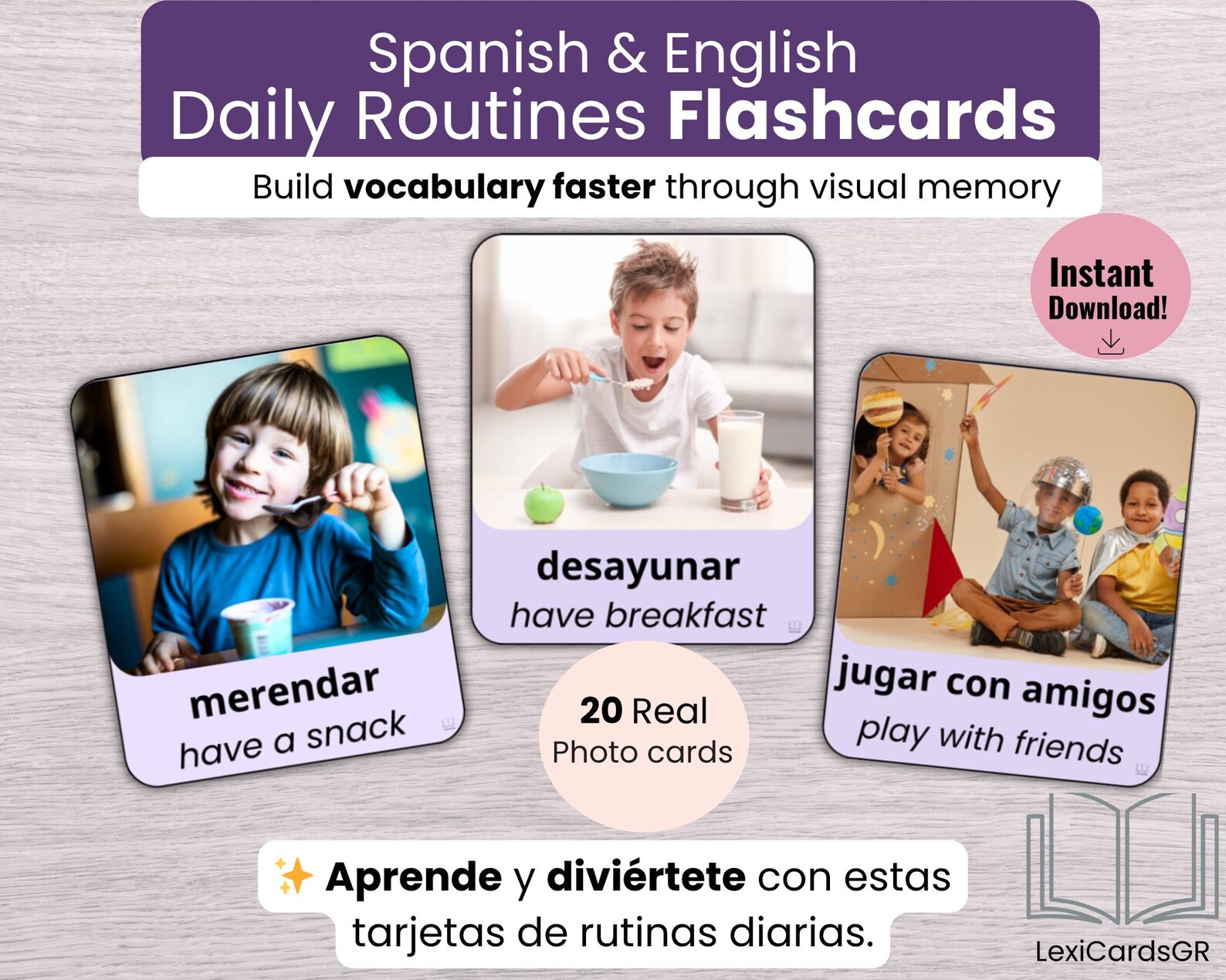 Spanish English Flashcards Printable | Daily Routine Bilingual Cards ...