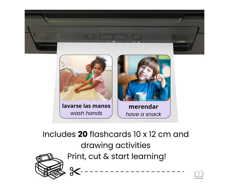 Spanish English Flashcards Printable | Daily Routine Bilingual Cards ...