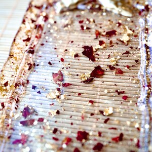 Rose & Gold Flake Bow Tray | Handmade Clear Resin Vanity Tray | Jewelry Dish |  Home Decor | Gift for Her
