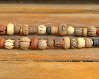 Keramik Halskette Handgefertigte Keramikperlen Erdfarben Artisan Tonperlen Eclectic Rustikal Boho primitiva alten keramischen Schmuck