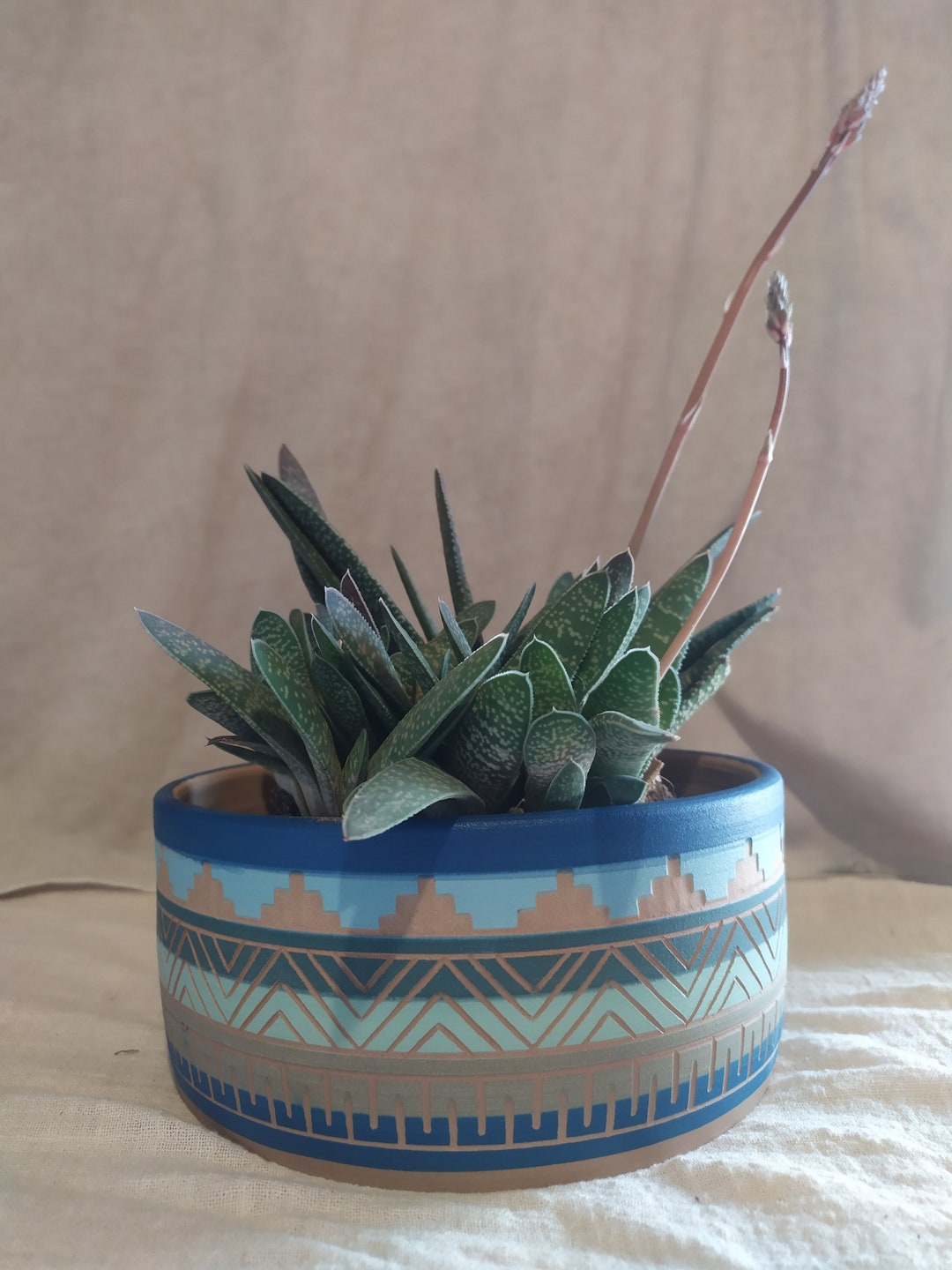 Ceramic Planter Pot Colorful Succulent Aztec Style Planter - Etsy