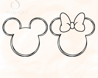Couple Mouse Head Line Svg, Instant Download, Cut File, Clipart, Personal Use, Commercial Use