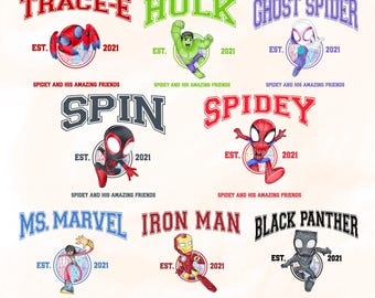 Spidey en zijn geweldige vrienden collage png, SVG-bundel, bijpassende paar png, Avengers bijpassende png, svg, instant download