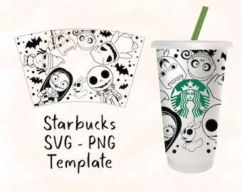Jack Skellington Full Wrap SVG, Jack Nightmare war vor Venti Cold Cup 24oz SVG, Spooky Saison