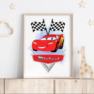 Personalized Cars Wall Art for Boys Room, Custom Name Cars Decor, Kids Room Wall Art, Cars Nursery Decor, Digital Download
