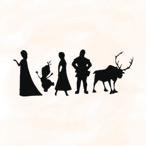 Frozen Svg, Frozen Elsa, Anna, Olaf and Sven Outline Clipart, Elsa Svg, Anna Svg, Olaf Svg, Sven Svg, Cricut Cut File, Silhouette, Laser