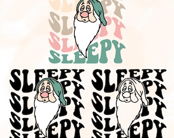 Sleepy da Biancaneve SVG Cut File, Sleepy Dwarf, Clipart, PNG, Download istantaneo, immagine a sublimazione, Biancaneve e i sette nani