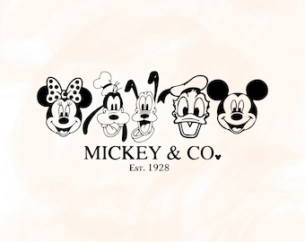Mickey i spółka Przyjaciele od 1928 r. PNG, 300 dpi, sylwetka
