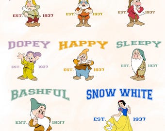 Sette nani SVG PNG - Magliette coordinate per la famiglia - Maglietta per le vacanze a Disneyland - Cricut - File di taglio - Vinile termoadesivo - Png