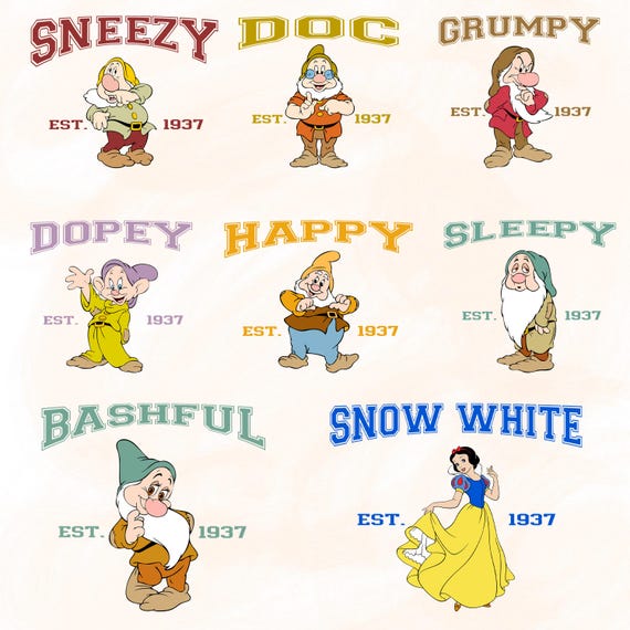 Seven Dwarfs SVG PNG - Family Matching Shirts - Disneyland Family Vacation Shirts
