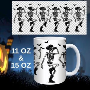Tanzende Skeeton Halloween 11 Unze, 15 Unze Becher, Skelett-Halloween-Becher, gruseliges Geschenk, Pooh-Becher, niedlich, Halloween-Becher-Verpackung
