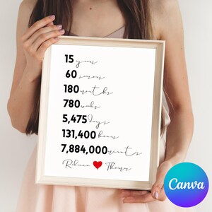 Carte 15e anniversaire imprimable, cadeau carte de dix ans de mariage pour mari femme petit ami petite amie, dixième anniversaire en téléchargement numérique