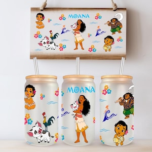 Rivestimento per lattina in vetro Libbey Moana da 16 once, design per lattina in vetro da 16 once, stampa a sublimazione su lattina Libbey, rivestimento per bicchiere Moana, 1 file digitale PNG