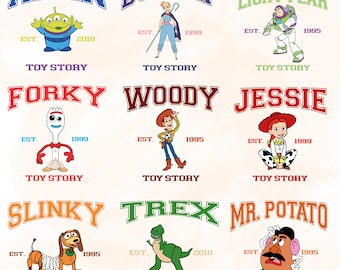 9 Retro Toy Story Bundle Png, Toy Story Collage Bundle, Woody Png, Toy Story Shirt, Toy Story Forky Png, Jessie Png, Alien Png, Slinky Png