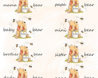 Pooh Family Mama Papa Baby Bear Png Bundle, Cartoon Honey Bear Mom and Dad Png, Gift For Mom Dad, Mother's Day Gift Png, Bear Family Bundle