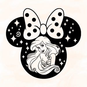 Princess Ariel Svg, Ariel Cricut Svg, Mermaid Cricut Svg, Princess Mouse Head Designs, Cut Fİle, Clipart, Instant Download