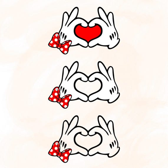 ディズニー　ミッキーマウス ミニーマウス リトグラフ　手書きエッチング ミッキーとミニーの手 PNG ラブハンドハート PNG ミッキーマウスの手袋