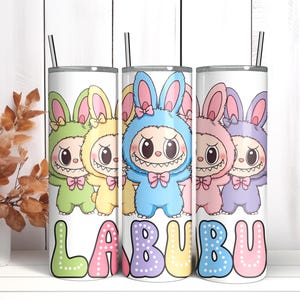 Funny Cartoon Labubu Character 20oz Skinny Tumbler Wrap, Labubu Tumbler Wrap, Trending Labubu Tumbler, Sublimation Design, Gift For Kids