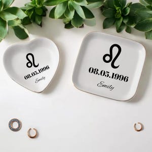 Porta-joias personalizado com o signo do zodíaco: porta-joias de cerâmica personalizado