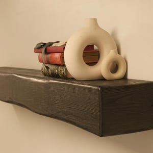 Ebony Fireplace Mantel Shelf – Floating Solid Wood Beam in 48&quot;, 60&quot;, 72&quot; – Handcrafted Black Mantel, Rustic Modern Decor