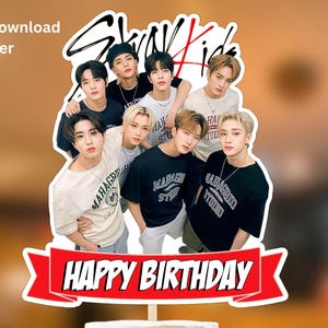 Stray kids cake topper Kpop theme cake topper Stray kids kpop theme party cake Topper digital cake Topper