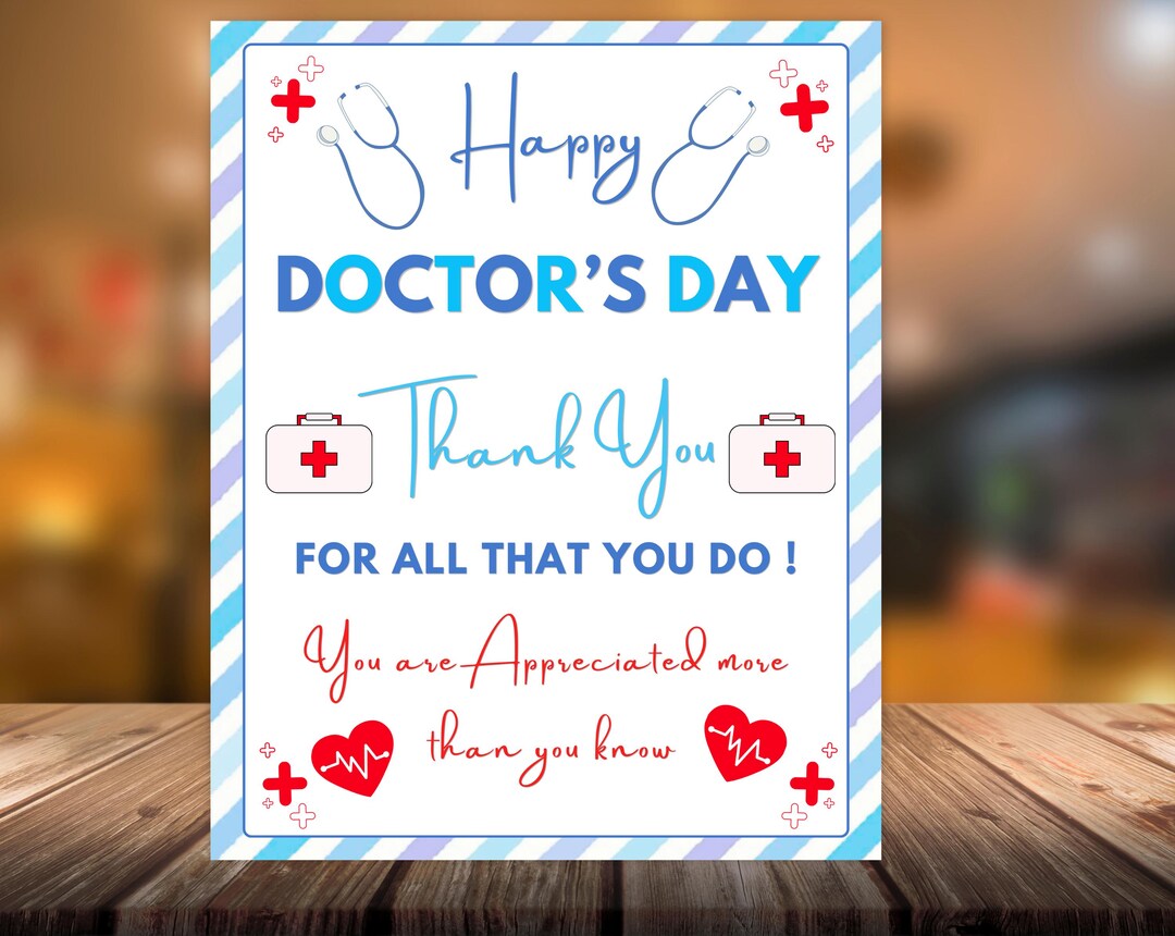 Doctor's Day Appreciation Sign, Medical Office Thank You Poster (8x10 ...