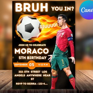 Cristiano Ronaldo Invitation Cristiano Ronaldo Soccer Birthday Invitation | Football Party Invite for Boy | SIUU Ronaldo Theme Invitation
