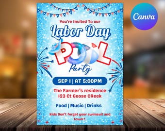 Labor Day Party Invitation: Editable Canva Template (Digital)