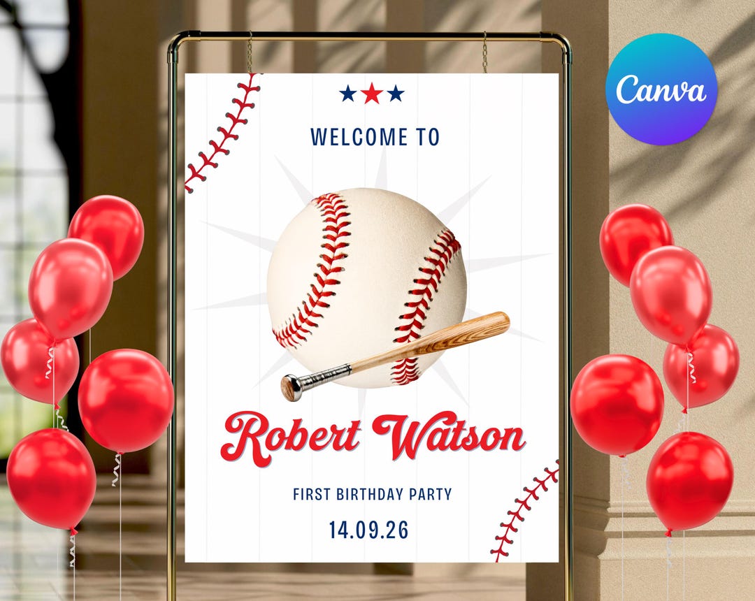 Baseball Birthday Welcome Sign Rookie of the Year Little Snugger First ...