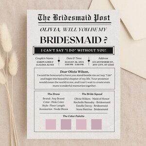 Cartão fofo para pedido de casamento de madrinha