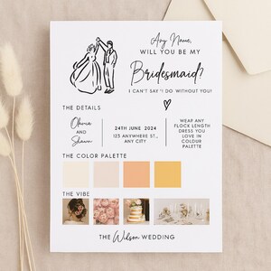 Cartão de Proposta Minimalista para Madrinha de Casamento
