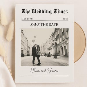 Newspaper Wedding Save the Date | Editable Template | Vintage Wedding Announcement | Customizable Design