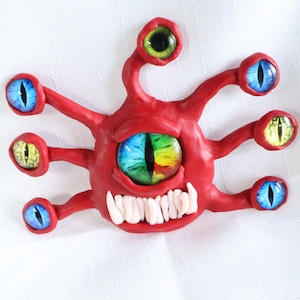 EPICJIM Beholder Eye Monster Sculpture | Handmade Fantasy Polymer Clay Creature for RPG Fans & Dungeon Decor