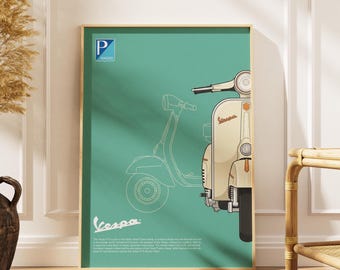 Decorazione murale retrò Vespa PTS 1963