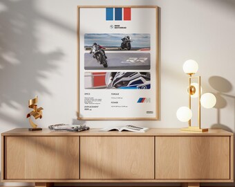 Poster della superbike BMW S 1000 RR / Decorazione murale per motociclisti (Download digitale)