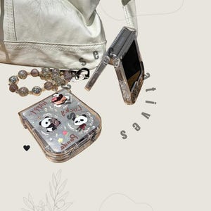 Kawaii Panda Bear Z Flip Case with Chain: Shockproof Full Cover