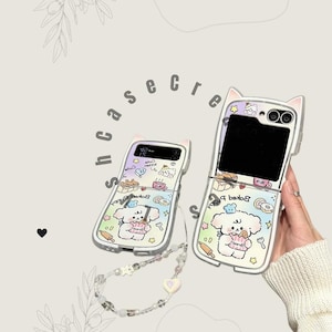 Cute 3D Cartoon Puppy Samsung Z Flip 7  6 Cover Kawaii Z Flip 5 Case with Charm Z Flip 4 Protect Cover Z Flip 3 Shockproof Soft Case