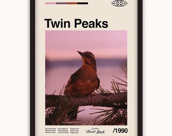Twin Peaks Minimalist Mid-Century Poster, David Lynch Cult Classic Art (1990)
