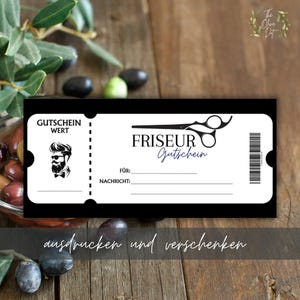Voucher de cabeleireiro para imprimir | Modelo de voucher em PDF | Ideia de presente masculino | Voucher digital | Voucher faça você mesmo | Presente de última hora