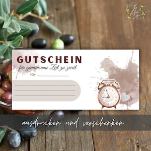 Last-minute gift for couples | Voucher for time together | DIY template to print | Gift idea for partner | PDF